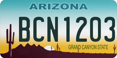 AZ license plate BCN1203