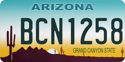 AZ license plate BCN1258