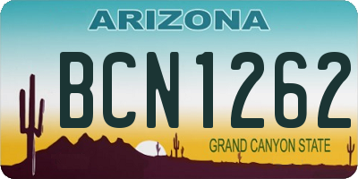 AZ license plate BCN1262