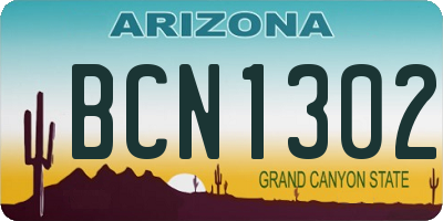 AZ license plate BCN1302