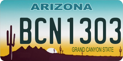 AZ license plate BCN1303