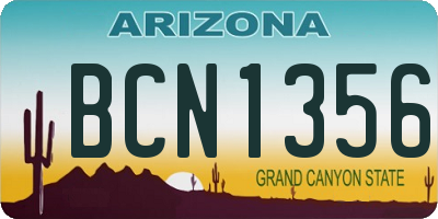 AZ license plate BCN1356