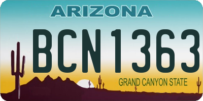 AZ license plate BCN1363