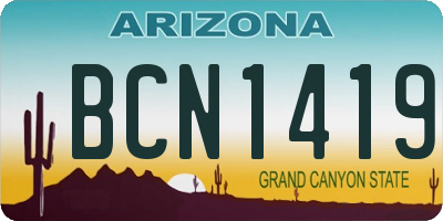 AZ license plate BCN1419