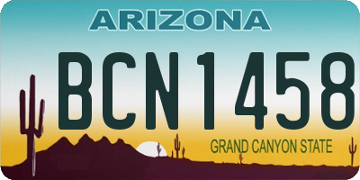 AZ license plate BCN1458