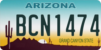 AZ license plate BCN1474