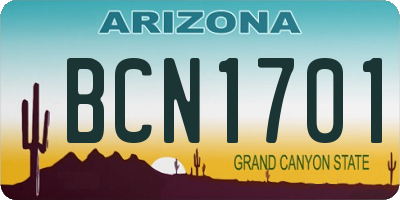 AZ license plate BCN1701