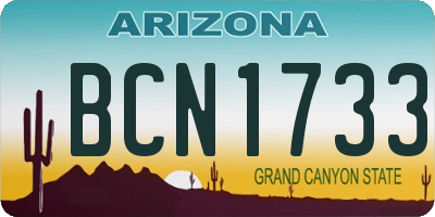 AZ license plate BCN1733