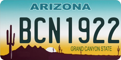 AZ license plate BCN1922