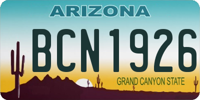 AZ license plate BCN1926