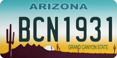 AZ license plate BCN1931