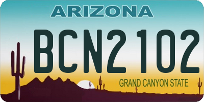 AZ license plate BCN2102