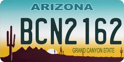 AZ license plate BCN2162