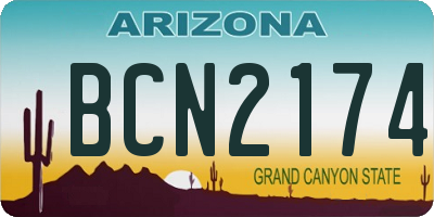 AZ license plate BCN2174