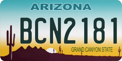 AZ license plate BCN2181