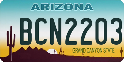 AZ license plate BCN2203