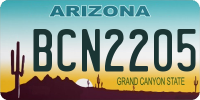 AZ license plate BCN2205