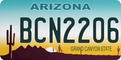 AZ license plate BCN2206