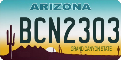 AZ license plate BCN2303