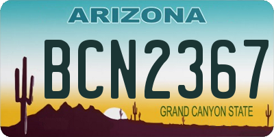 AZ license plate BCN2367