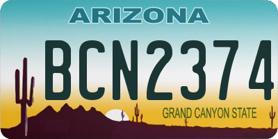 AZ license plate BCN2374