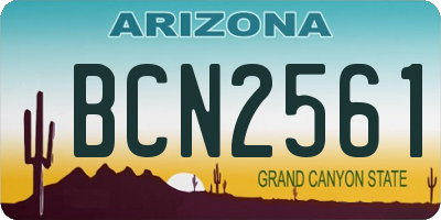 AZ license plate BCN2561