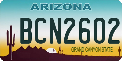 AZ license plate BCN2602