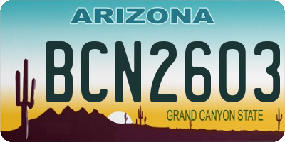 AZ license plate BCN2603