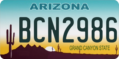 AZ license plate BCN2986