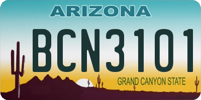 AZ license plate BCN3101