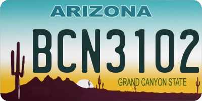 AZ license plate BCN3102