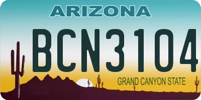 AZ license plate BCN3104