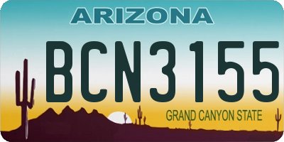 AZ license plate BCN3155