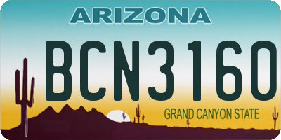 AZ license plate BCN3160