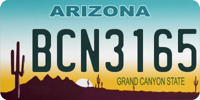 AZ license plate BCN3165