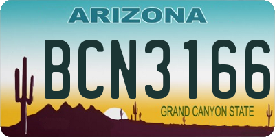 AZ license plate BCN3166