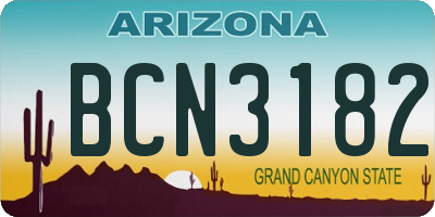 AZ license plate BCN3182