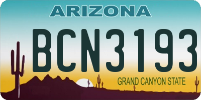 AZ license plate BCN3193