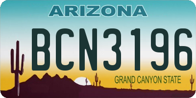 AZ license plate BCN3196