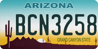 AZ license plate BCN3258