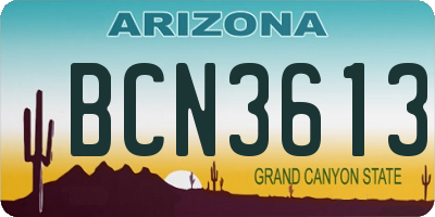 AZ license plate BCN3613