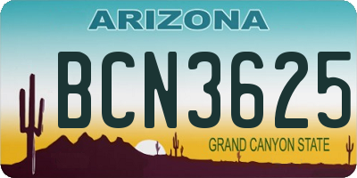 AZ license plate BCN3625