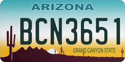 AZ license plate BCN3651