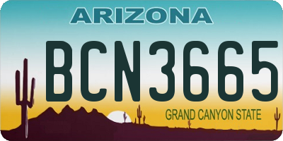 AZ license plate BCN3665