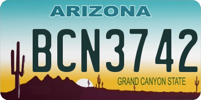 AZ license plate BCN3742