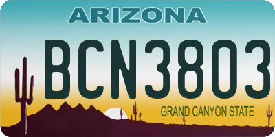 AZ license plate BCN3803