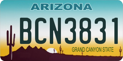 AZ license plate BCN3831