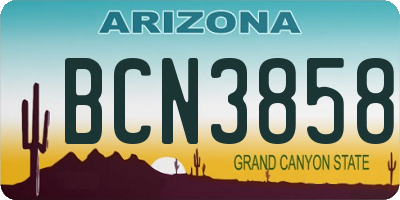 AZ license plate BCN3858