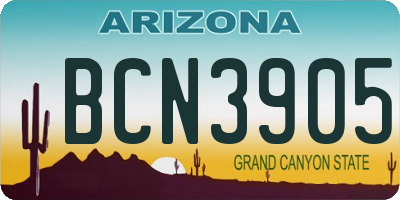 AZ license plate BCN3905