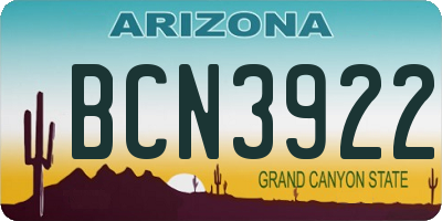 AZ license plate BCN3922